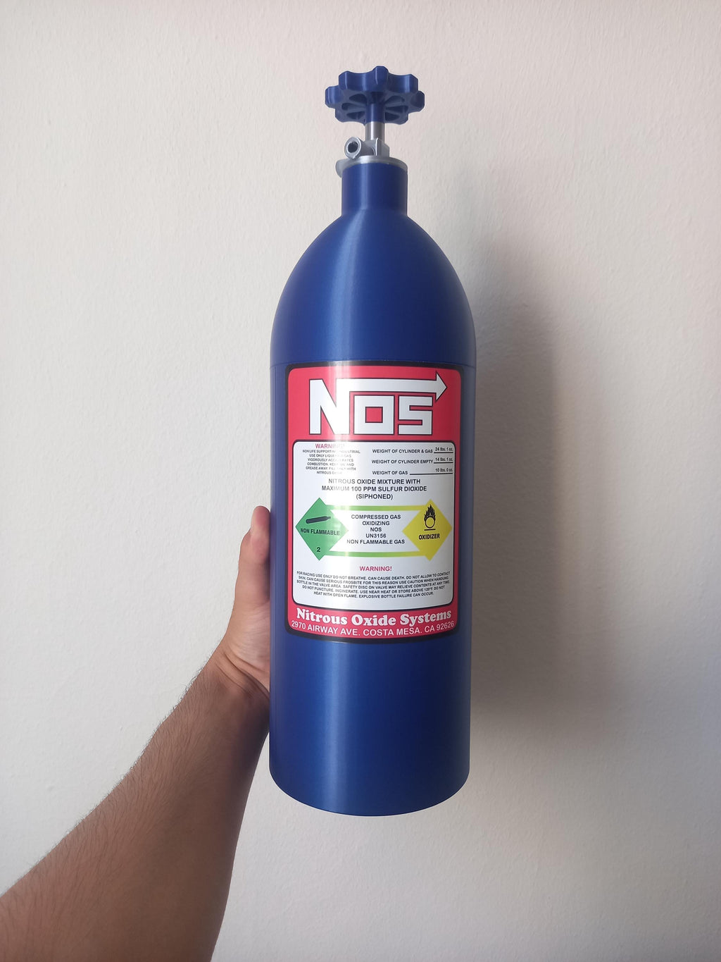 Plastic NOS Tank (for decorative purposes, not real) - Fully 3D Printed NOS Tank Storage Bottle - You can use it as a Car or Desk Accessory