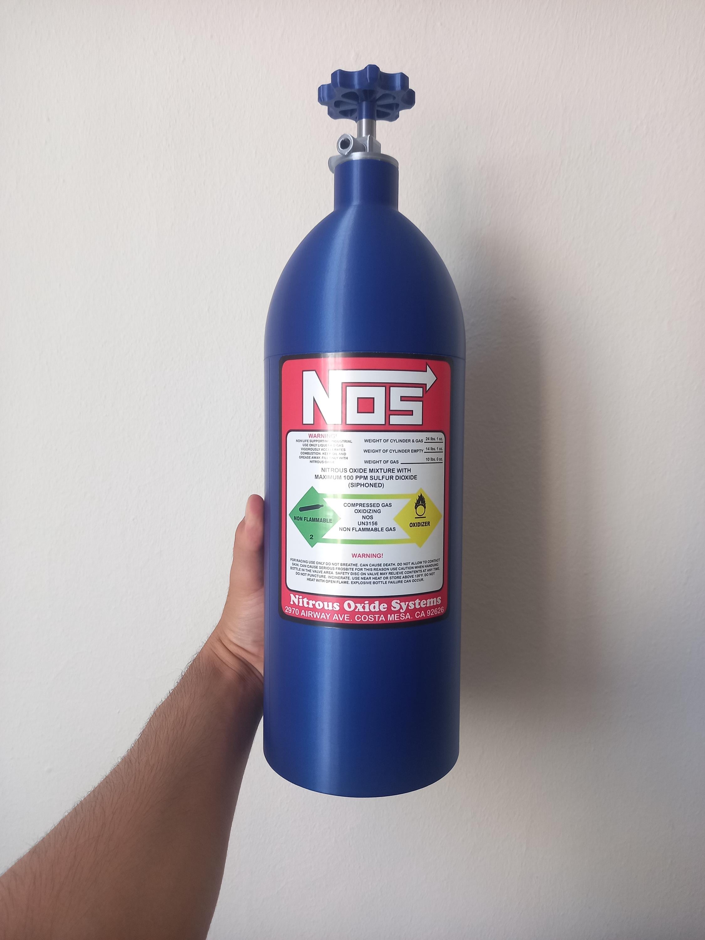 Plastic NOS Tank (for decorative purposes, not real) - Fully 3D Printed NOS Tank Storage Bottle - You can use it as a Car or Desk Accessory