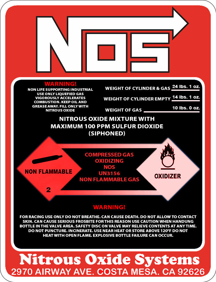 NOS Sticker - Waterproof and Water Resistant NOS Sticker - You can stick it any surface such as metal - Best Gift for Car Lovers