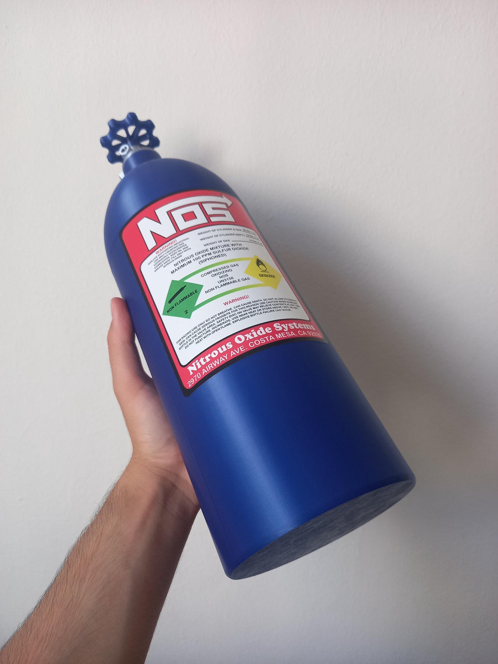 Plastic NOS Tank (for decorative purposes, not real) - Fully 3D Printed NOS Tank Storage Bottle - You can use it as a Car or Desk Accessory