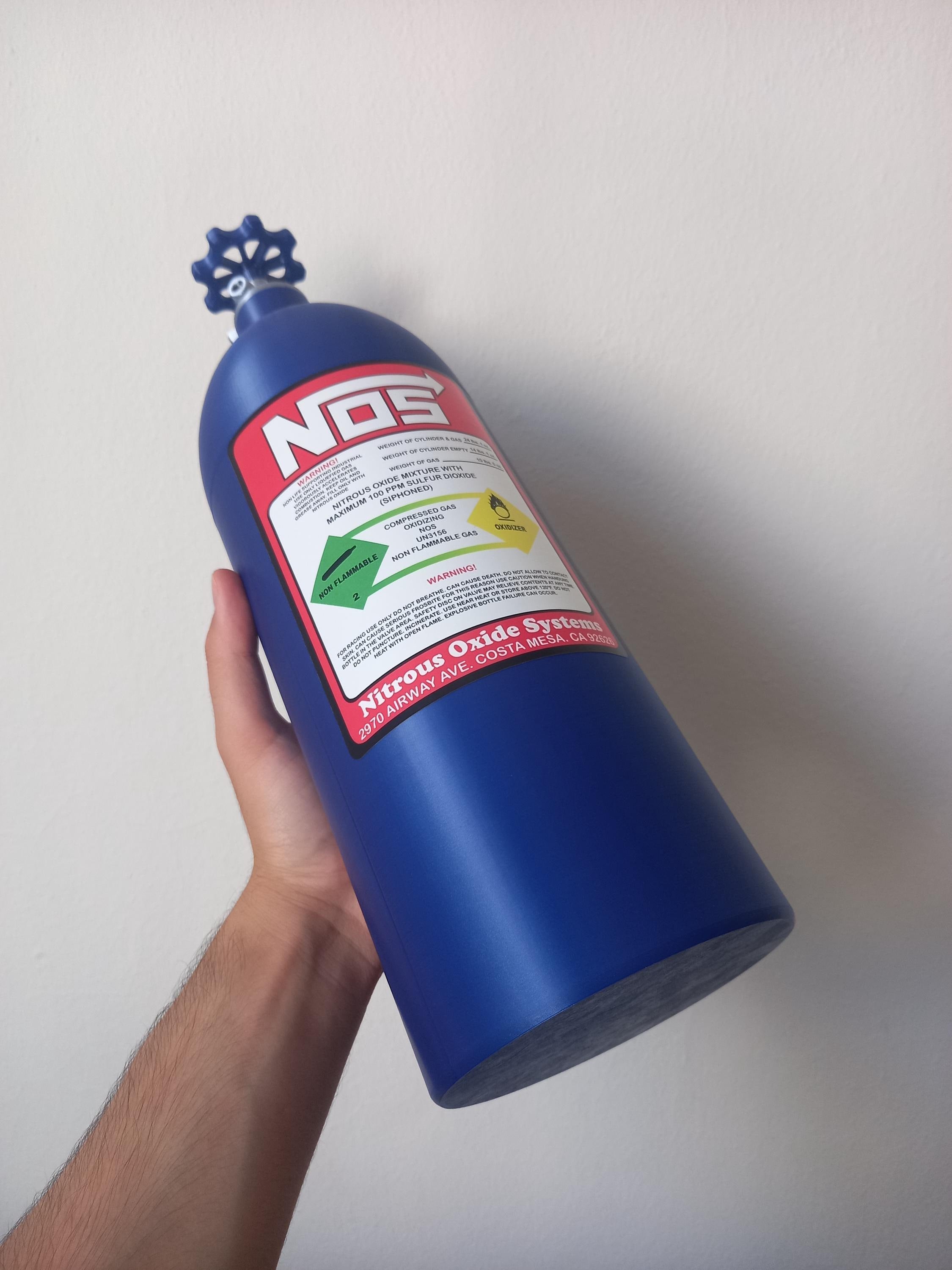 Plastic NOS Tank (for decorative purposes, not real) - Fully 3D Printed NOS Tank Storage Bottle - You can use it as a Car or Desk Accessory