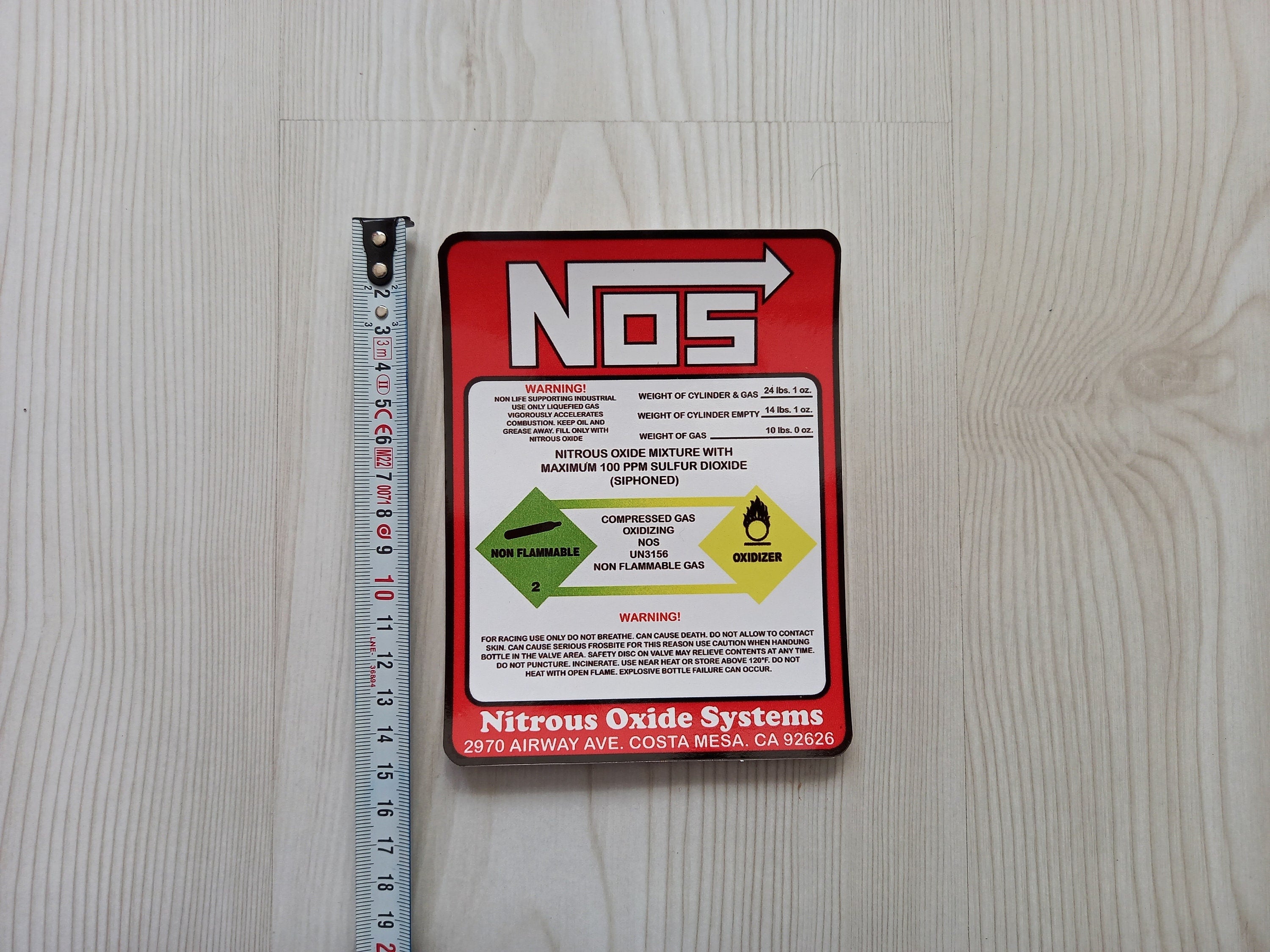 NOS Sticker - Waterproof and Water Resistant NOS Sticker - You can stick it any surface such as metal - Best Gift for Car Lovers