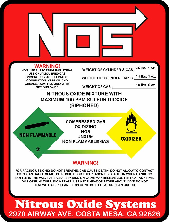 NOS Sticker - Waterproof and Water Resistant NOS Sticker - You can stick it any surface such as metal - Best Gift for Car Lovers