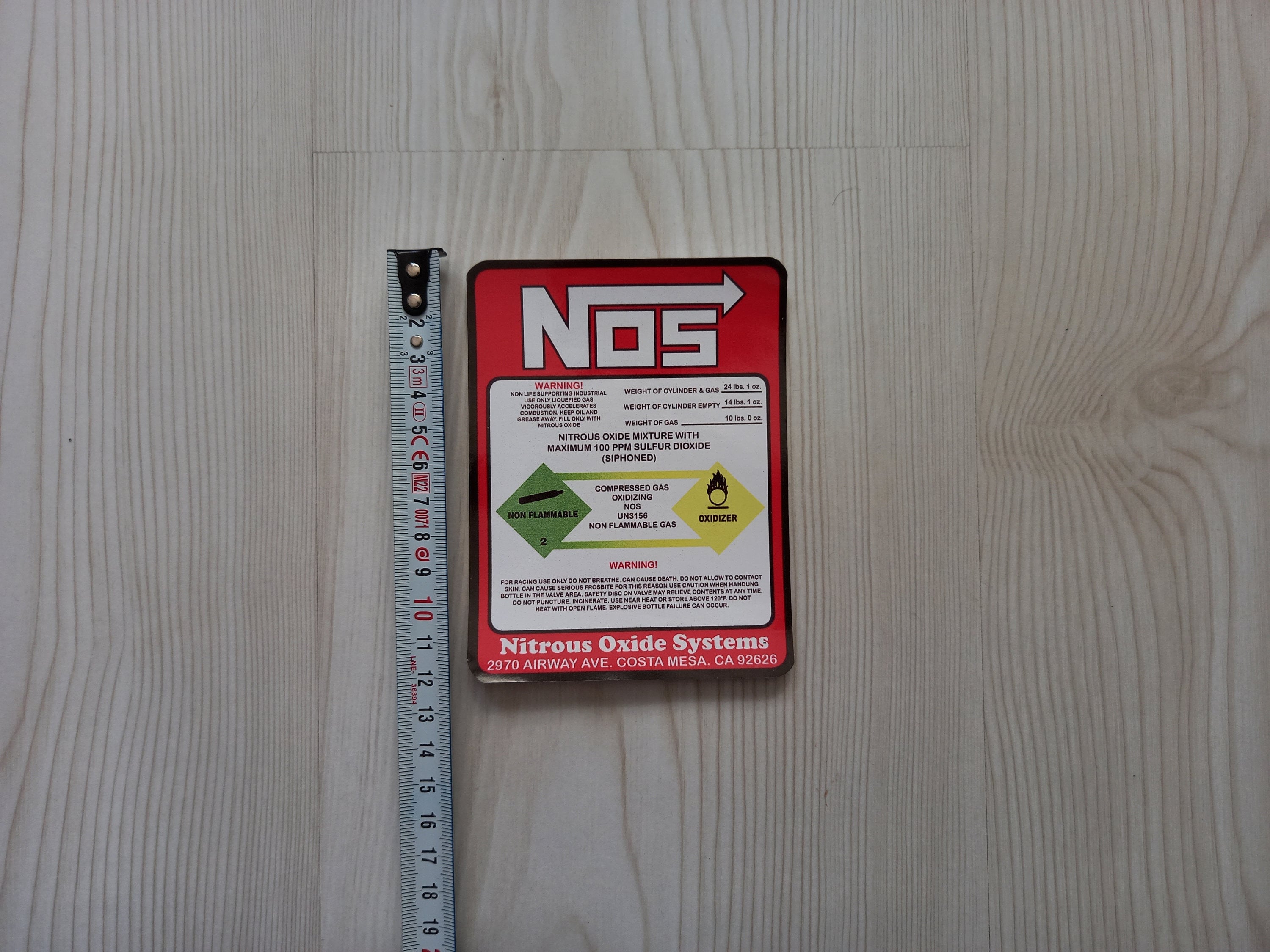 NOS Sticker - Waterproof and Water Resistant NOS Sticker - You can stick it any surface such as metal - Best Gift for Car Lovers