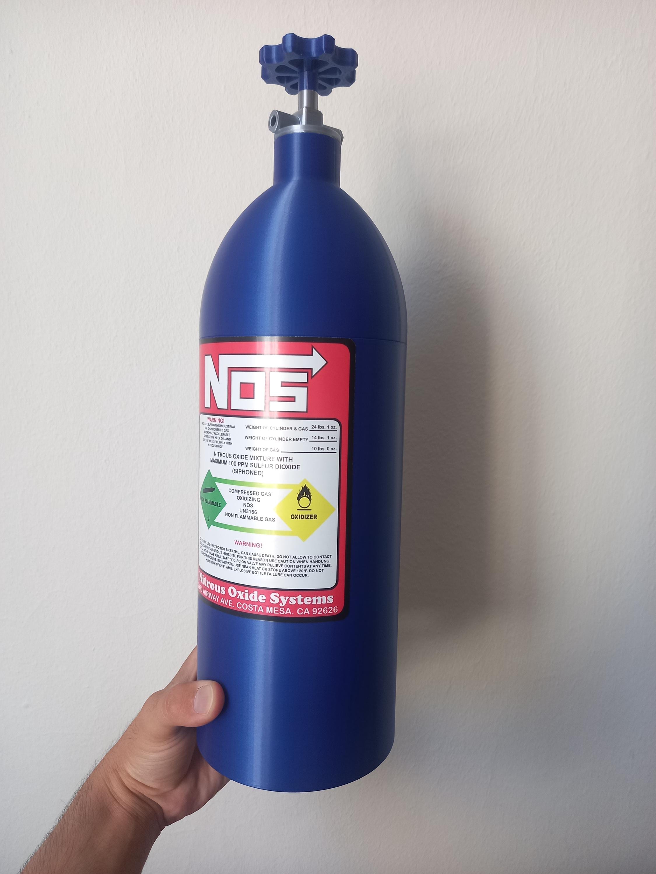 Plastic NOS Tank (for decorative purposes, not real) - Fully 3D Printed NOS Tank Storage Bottle - You can use it as a Car or Desk Accessory