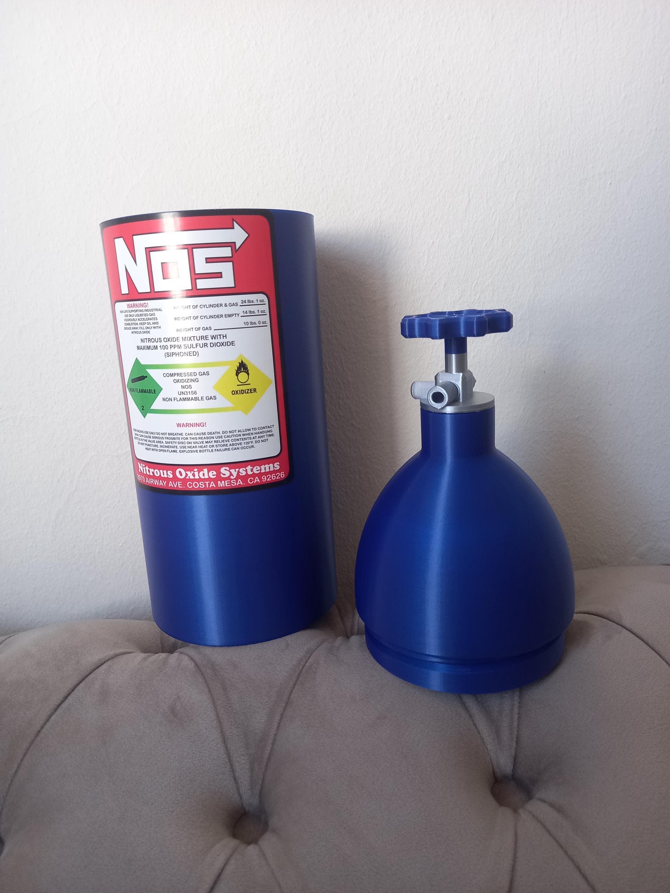 Plastic NOS Tank (for decorative purposes, not real) - Fully 3D Printed NOS Tank Storage Bottle - You can use it as a Car or Desk Accessory