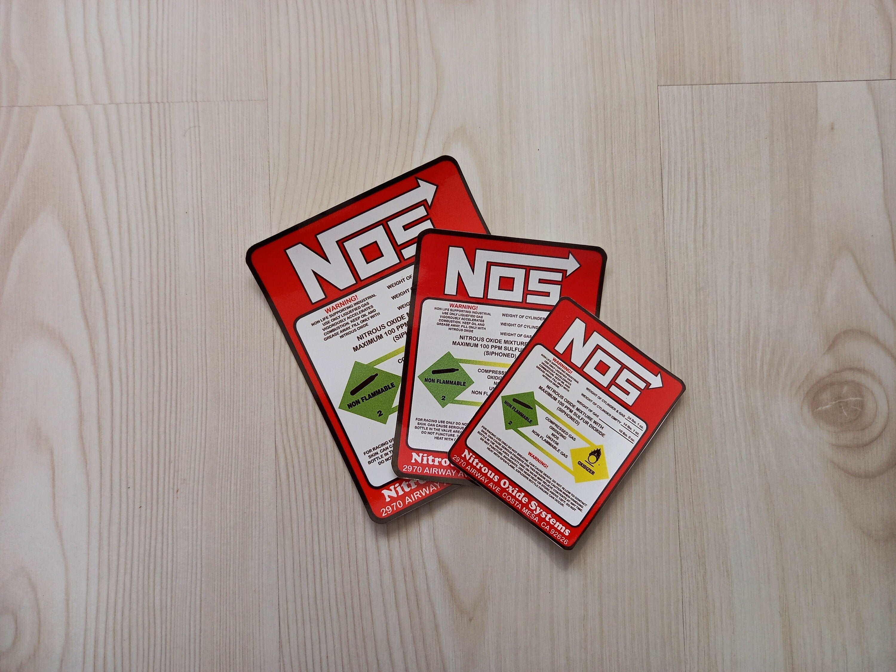 NOS Sticker - Waterproof and Water Resistant NOS Sticker - You can stick it any surface such as metal - Best Gift for Car Lovers